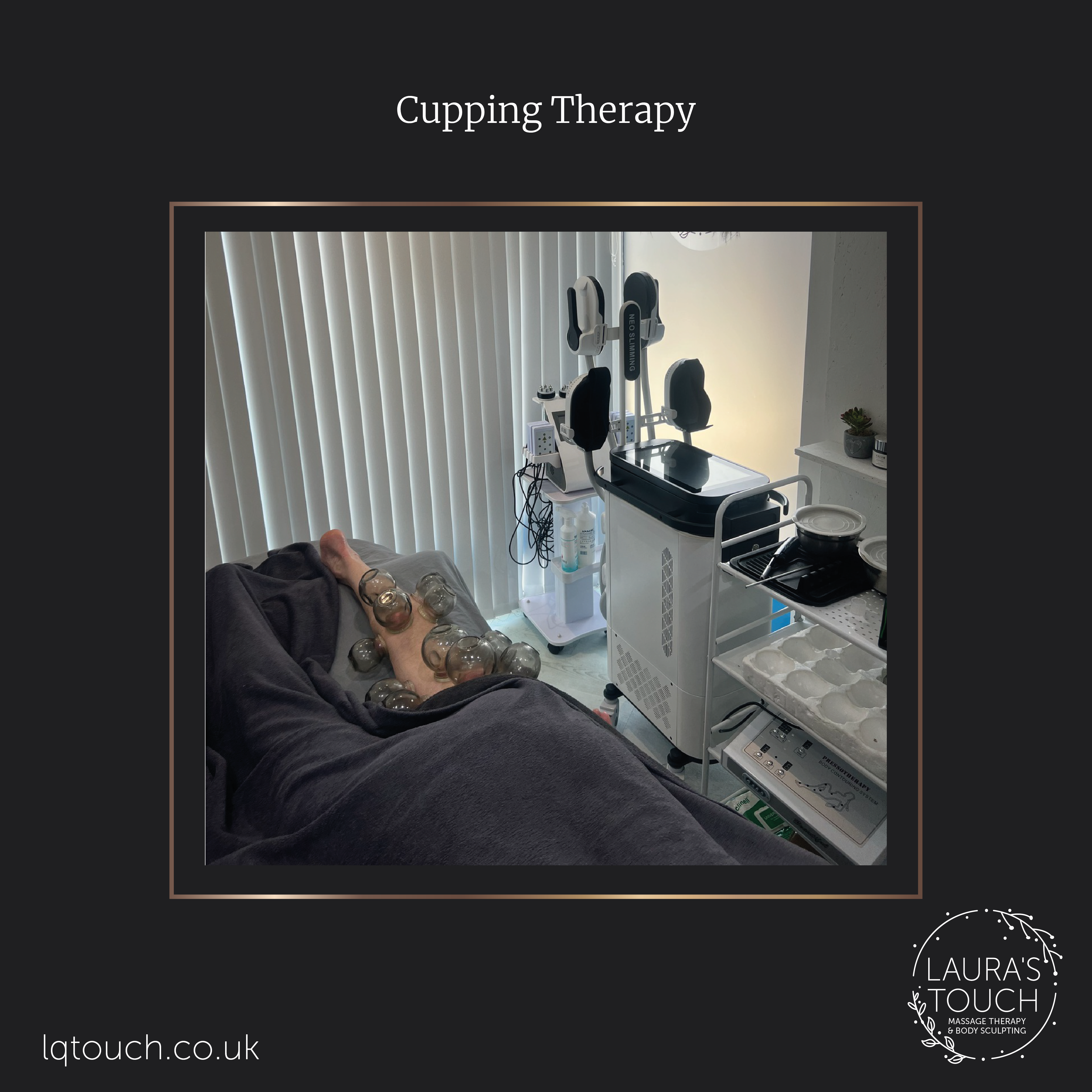 Client receiving cupping therapy at Laura's Touch Bromley Clinic