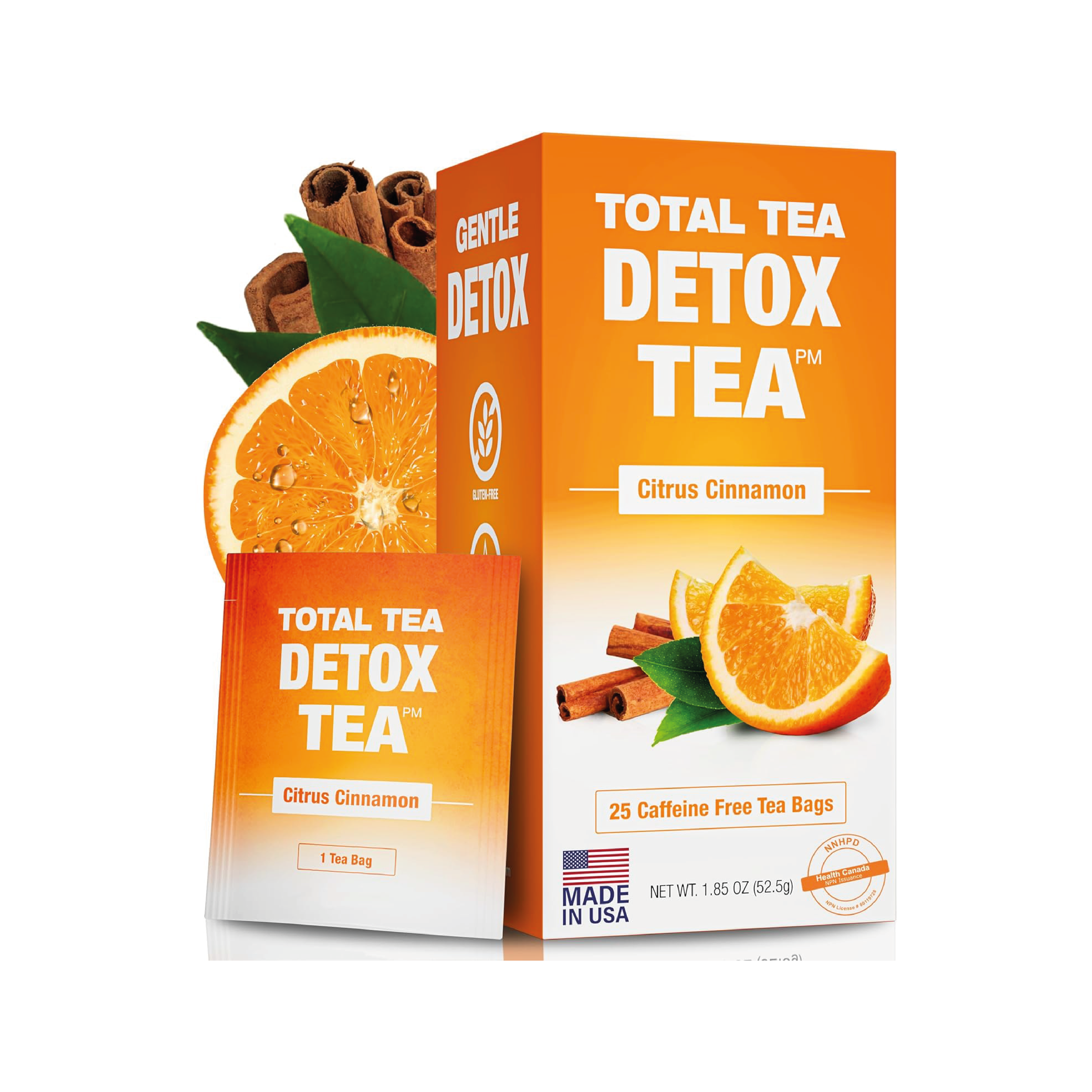 Total Tea's Slimming Detox Tea. Caffeine-free and crafted with chamomile, hibiscus, and ginger root.