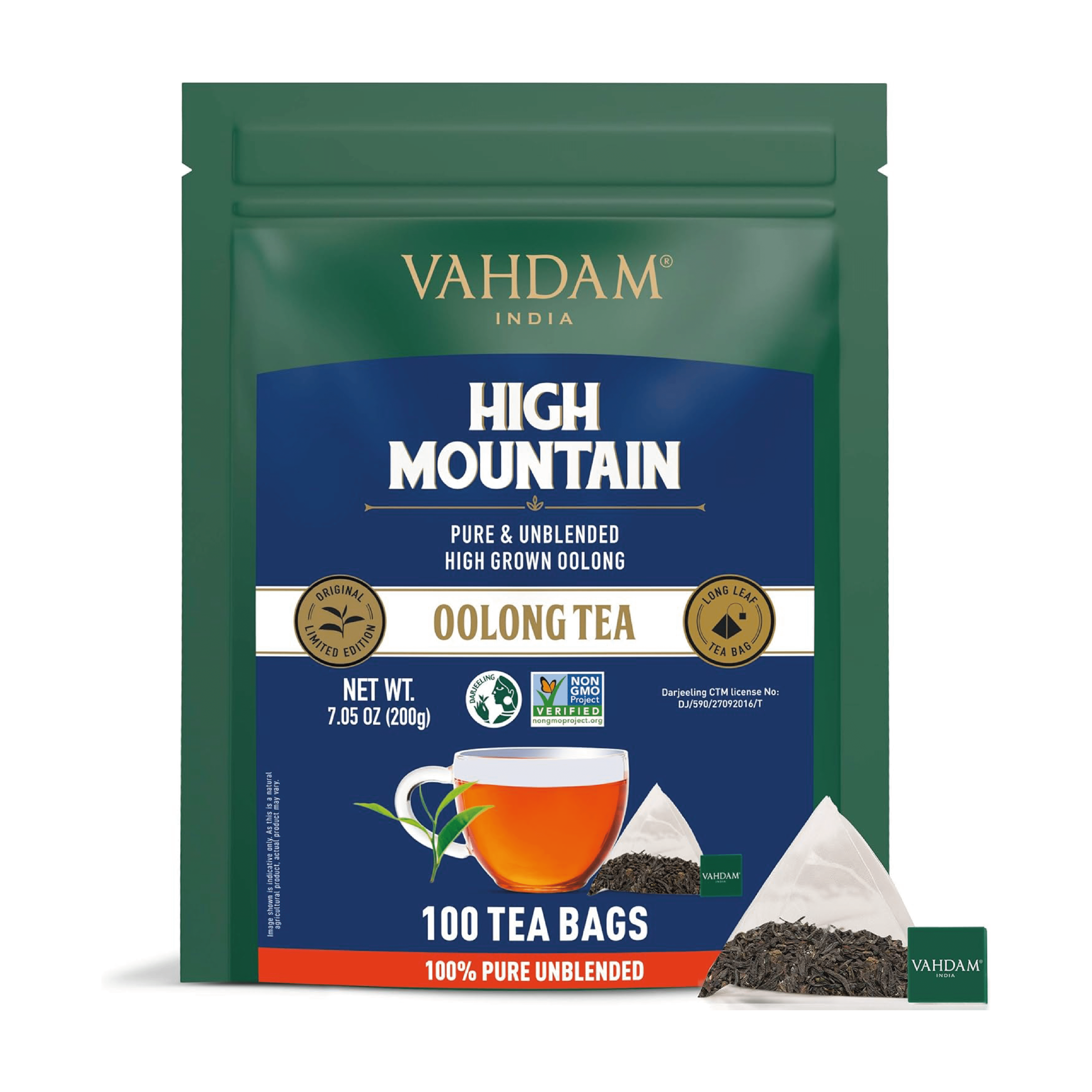 Indulge in the exquisite world of tea with VAHDAM's High Mountain Oolong Tea Bags, a generous pack of 100.