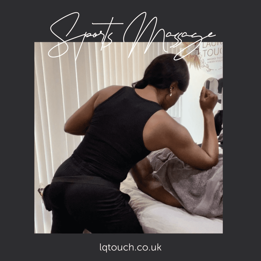 A Sport Massage being administered to a client at Laura’s Touch, Bromley Clinic