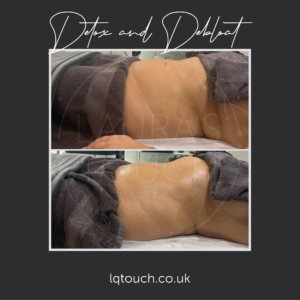 Before and After of a Detox & Debloat massage client at Laura's Touch, Bromley Clinic