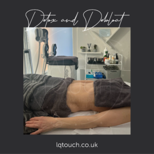 Before and After of a Detox & Debloat massage client at Laura's Touch, Bromley Clinic