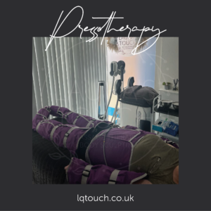 Pressotherapy Lymphatic Drainage being administered to a client at Lauras Touch, Bromley Clinic