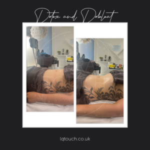 A client receiving an MLD detox and debloat massage at Laura's Touch, real clients, real results.