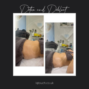 Before and After of an MLD detox and debloat massage client at Laura's Touch, real clients, real results.