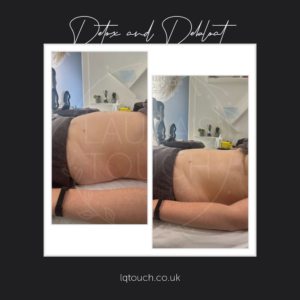 Before and After of an MLD detox and debloat massage client at Laura's Touch, real clients, real results.