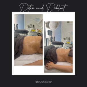 Before and After of an MLD detox and debloat massage client at Laura's Touch, real clients, real results.