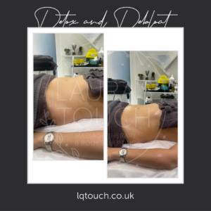 Before and After of a Detox and Debloat Client at Lauras Touch